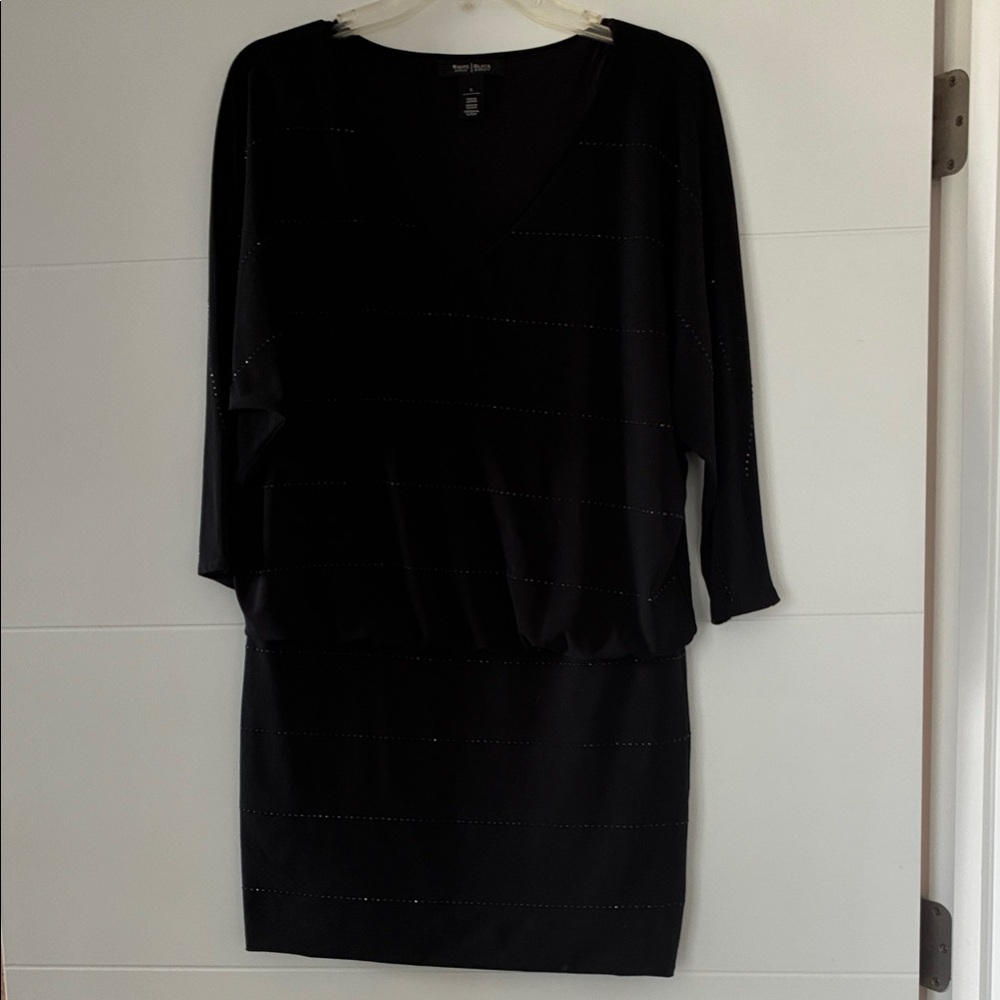 White House Black Market Black Long Sleeve Dress with sparkley stripes